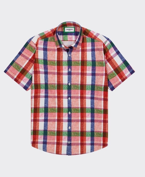 Cambridge Shirt S/S Portsea Bright Check - Rust