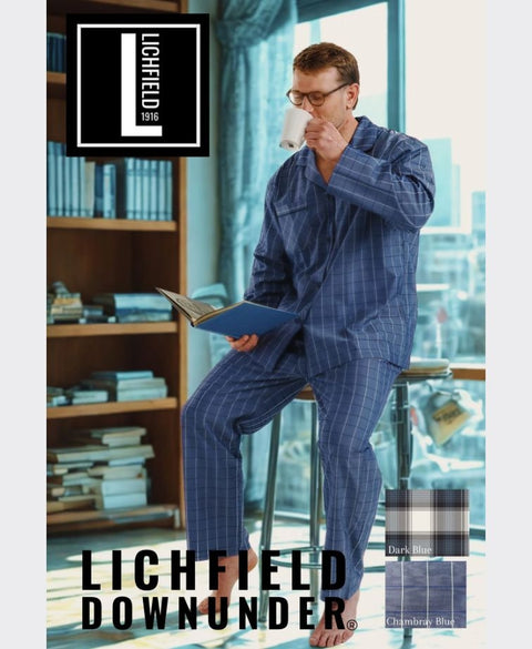 Lichfield Long Pyjama Set - Dark Blue