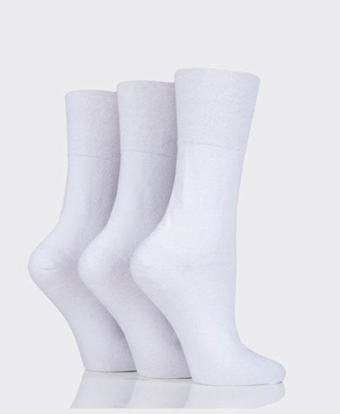 Gentle Grip Plain Cotton Socks 3 Pack - White
