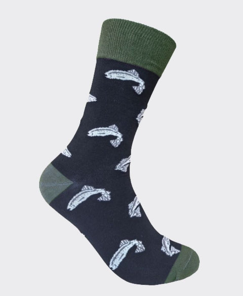 DS Mens Cotton Bamboo Fish Socks - Black