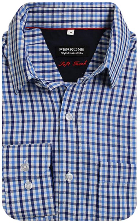 Perrone Shirt L/S Indy Check - Blue