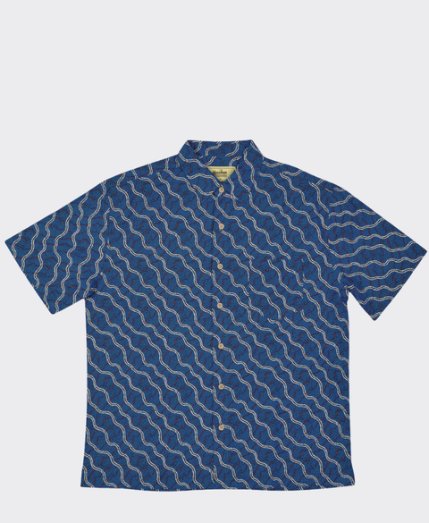 Kingston Grange Shirt S/S Bamboo Blue Snake Dreaming