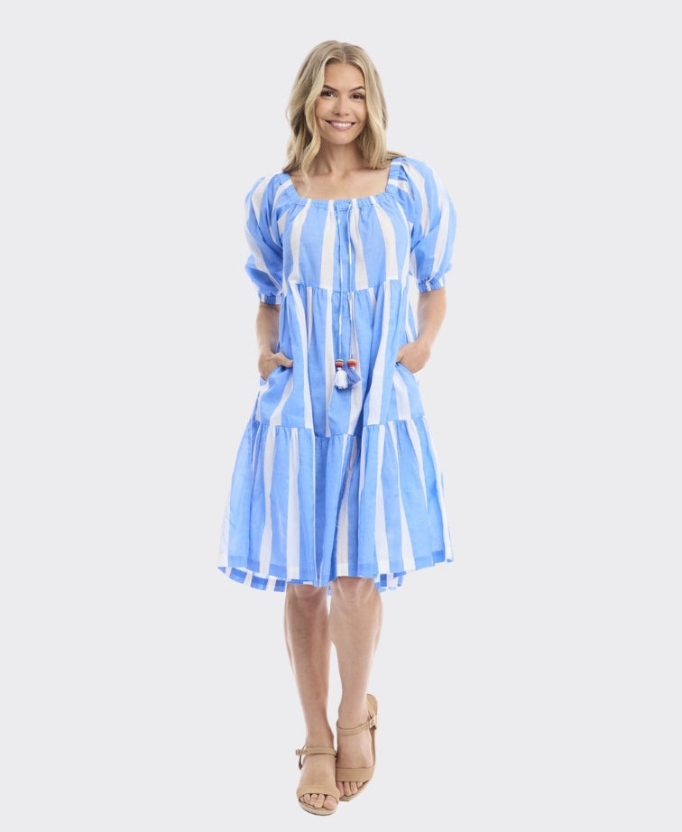 Orientique Dress Square Neckline Stripe