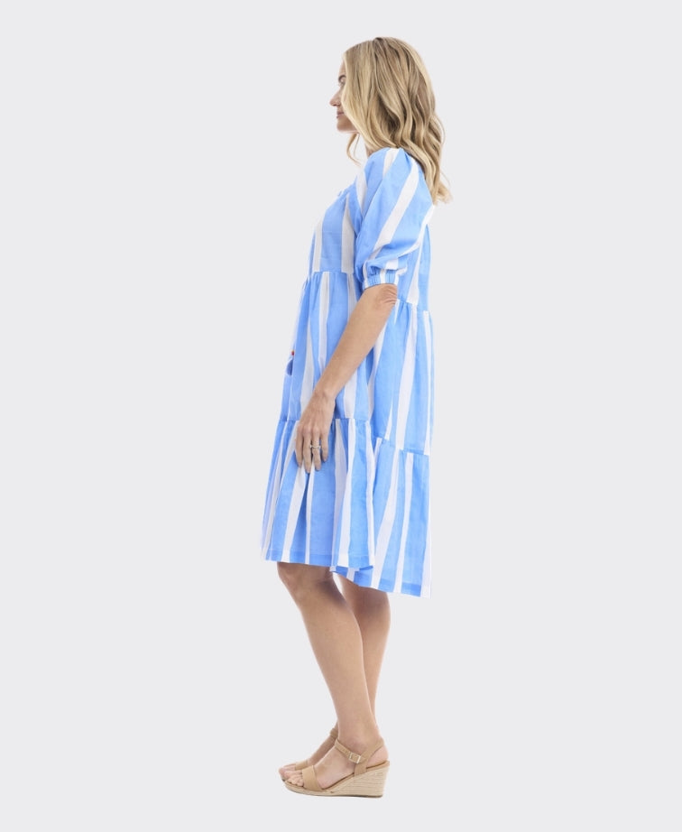 Orientique Dress Square Neckline Stripe