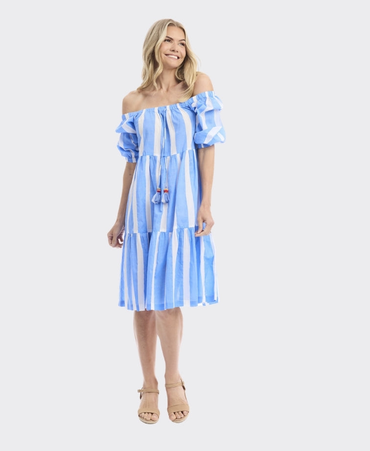 Orientique Dress Square Neckline Stripe