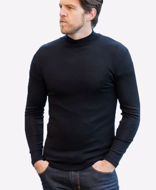 Noble Wilde Mens Merino Sergio Turtle Neck - Black