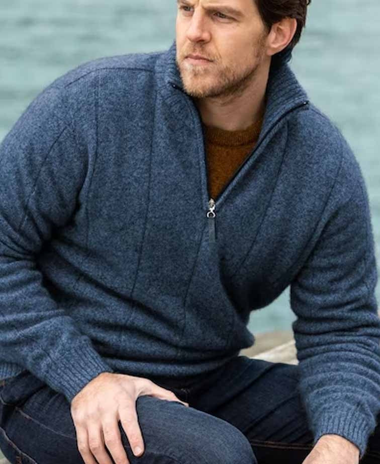 Noble Wilde Mens Javelin Zip Neck - Neptune