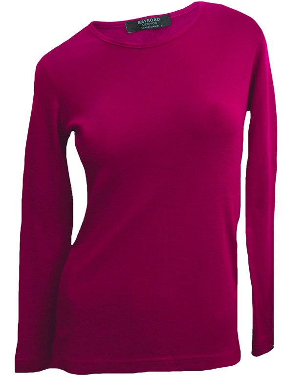 Bay Road Merino Womens Crew - Cerise