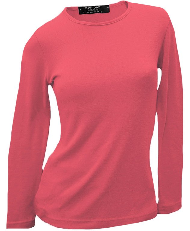 Bay Road Merino Womens Crew - Flamingo