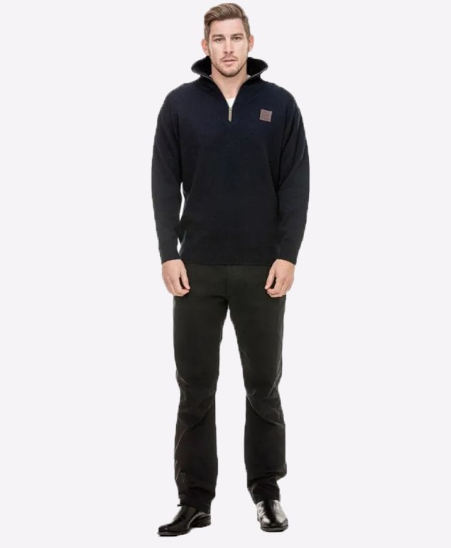 Swanndri Mariner Zip Neck Sweater - Navy