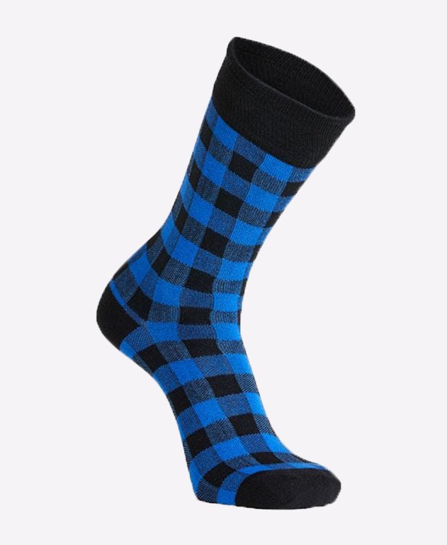 Swanndri Heritage Cotton Socks - Blue/Blk Check