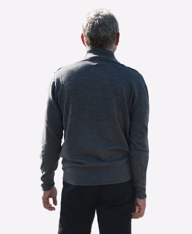 Classified Man Knit Zip Neck Merino - Charcoal/Fawn
