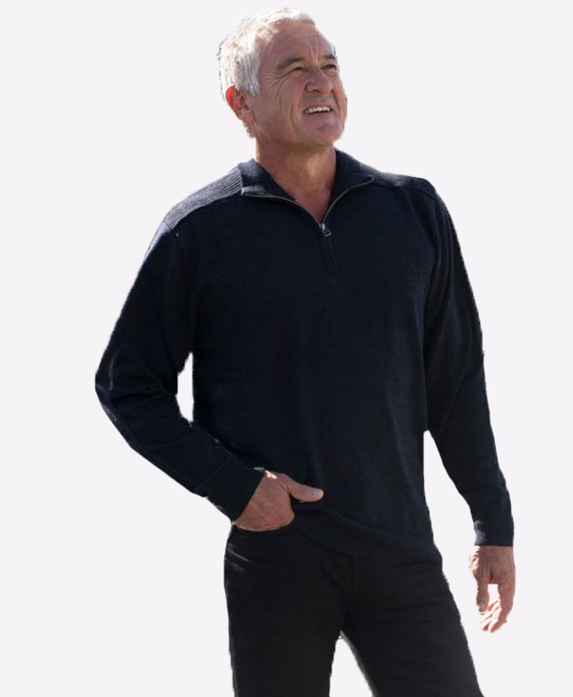 Classified Man Knit Zip Neck Merino - Ink/Navy
