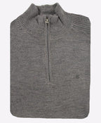 Classified Man Knit Zip Neck Merino - Charcoal/Fawn