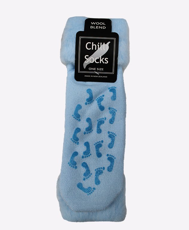 Chilli Socks Bedsocks Non Slip Tread - Powder Blu/Foot