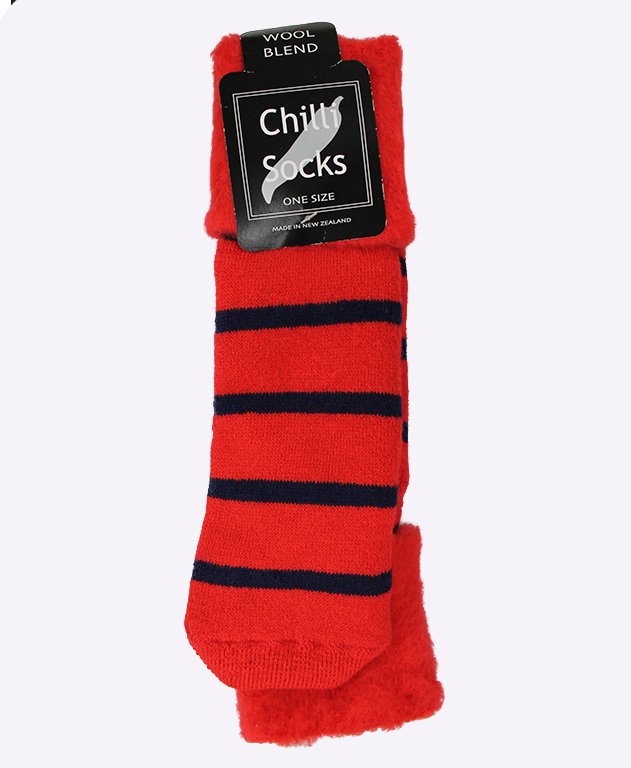 Chilli Socks Bedsocks Stripe - Red/Navy