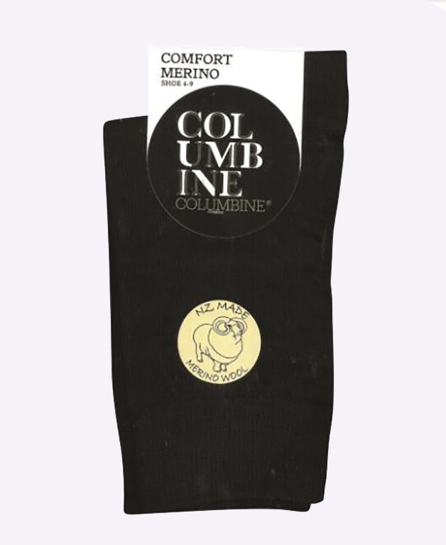 Columbine Comfort Merino Crew Plain - Black