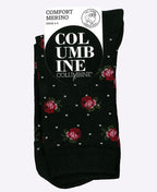 Columbine Comfort Merino Crew Flower Dot - Black