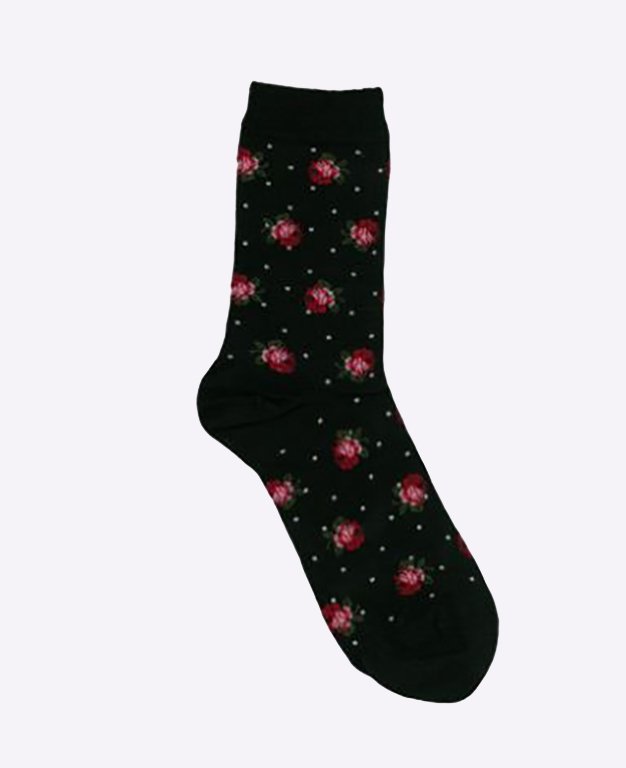 Columbine Comfort Merino Crew Flower Dot - Black