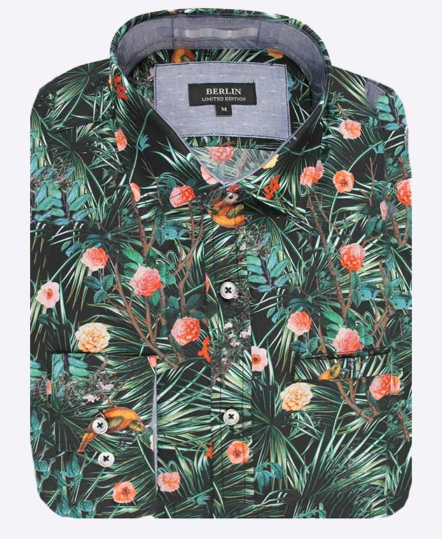 Berlin Shirt L/S Palm Print - Multi