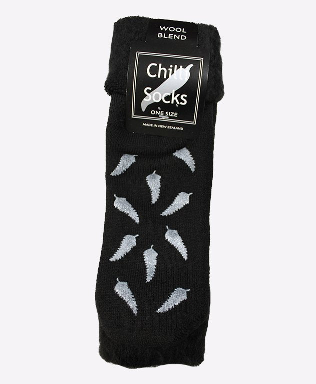 Chilli Socks Bedsocks Non Slip Tread - Black/Fern