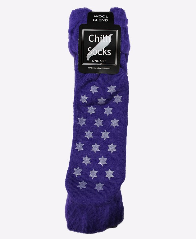 Chilli Socks Bedsocks Non Slip Tread - Purple/Star