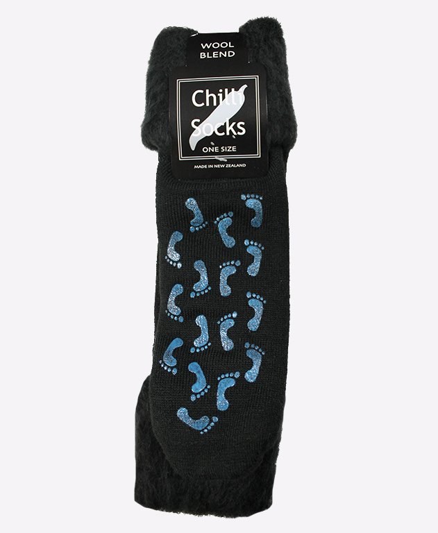 Chilli Socks Bedsocks Non Slip Tread - Black/Foot