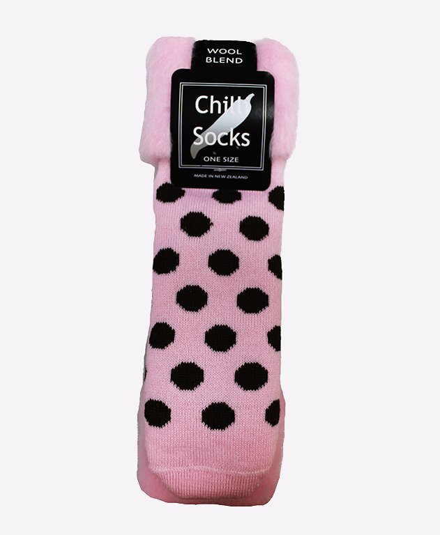 Chilli Socks Bedsocks Spots - Baby Pink/Choc