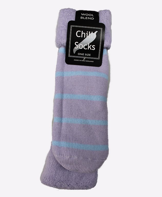 Chilli Socks Bedsocks Stripe - Lilac/Pdr Blue