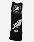 Chilli Socks Bedsocks Kiwiana - Blk NZ Fern