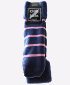 Chilli Socks Bedsocks Stripe - Navy/Lipstick