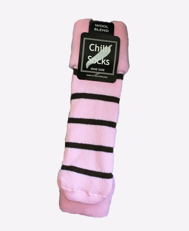 Chilli Socks Bedsocks Stripe - Baby Pink/Choc