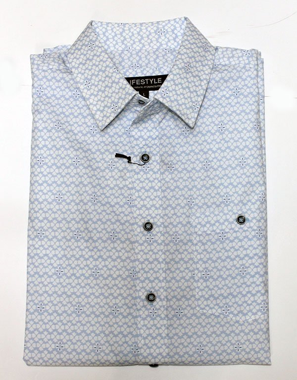 Lifestyle Shirt S/S Print - Lt Blue