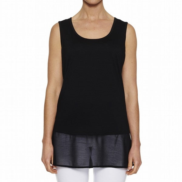 Threadz Top S/L Georgette Hem - Black