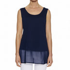 Threadz Top S/L Georgette Hem - Navy