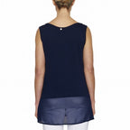 Threadz Top S/L Georgette Hem - Navy