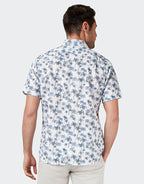 Blazer Shirt S/S Cotton/Linen Palm Print - White Multi