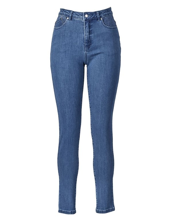 Vassalli Jean Basket Weave Skinny Leg - Plain New Blue
