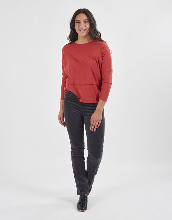 Vassalli Pant Bay Cord Slim Leg - Charcoal