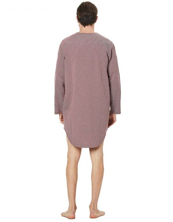 Coast Nightshirt L/S Stripe Knit - Red/Grey Stripe
