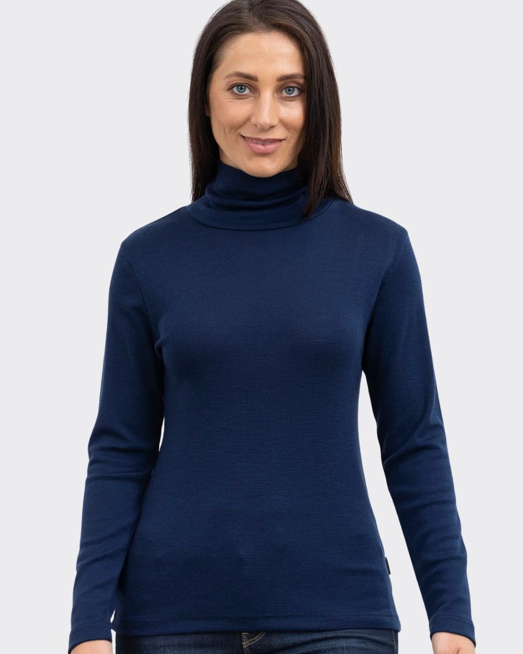 Bay Road Merino Womens Polo Neck - Navy