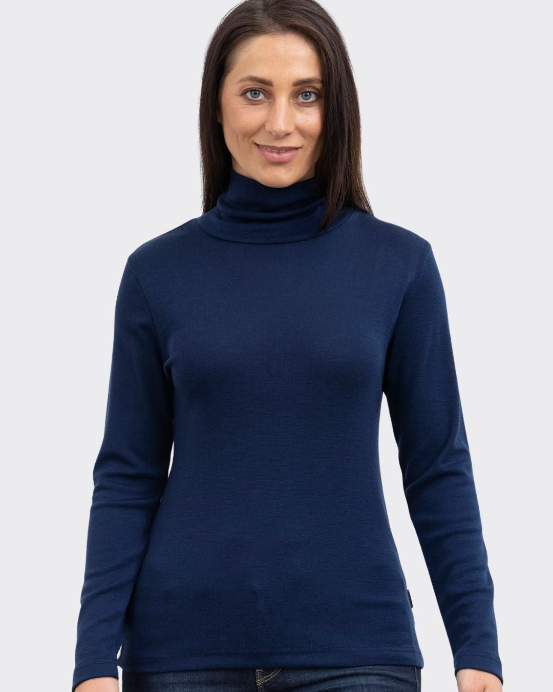 Bay Road Merino Womens Polo Neck - Navy