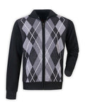 Sugar Knit Full Zip Argyle - Black