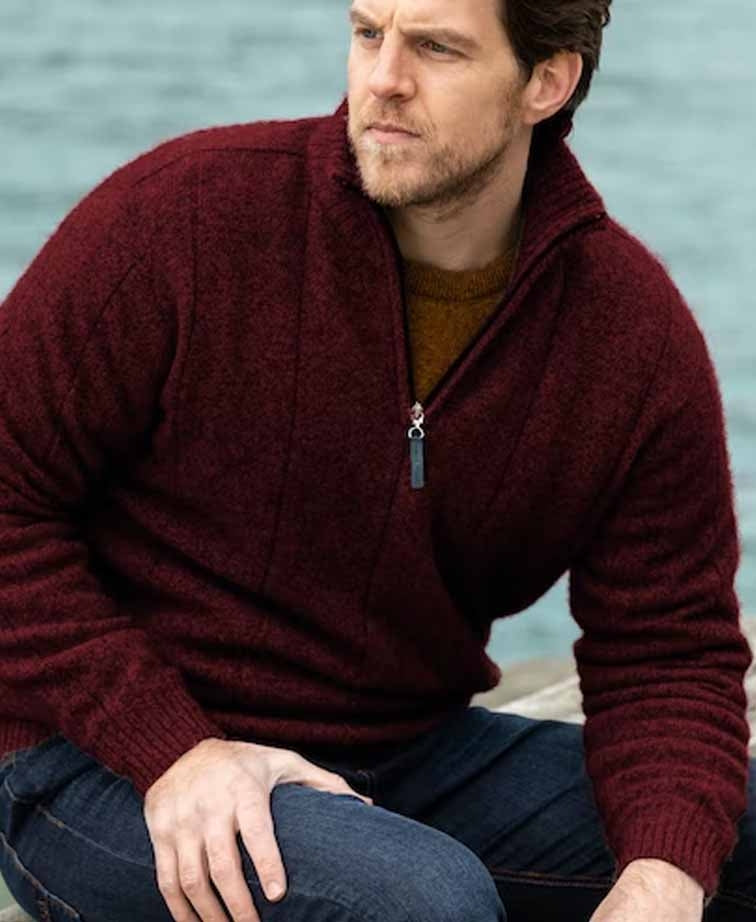 Noble Wilde Mens Javelin Zip Neck - Port