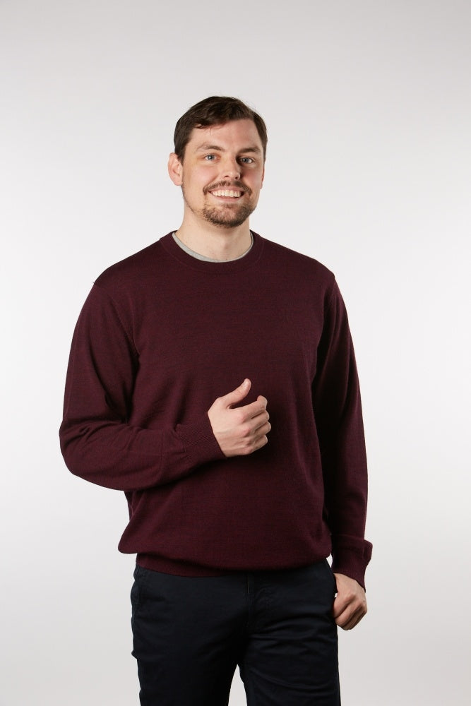 Fields Crew Neck Merino - Plum Marle