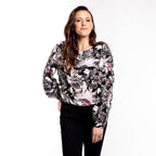 Seduce Top L/S Chest Pleat Print - Mosaic