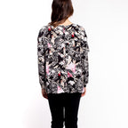 Seduce Top L/S Chest Pleat Print - Mosaic