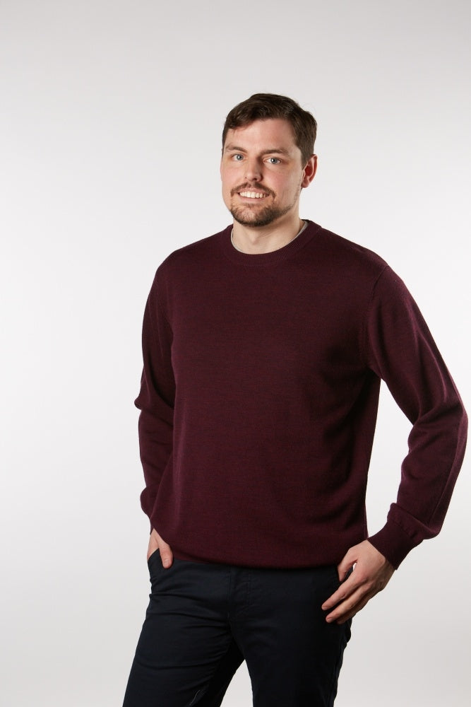 Fields Crew Neck Merino - Plum Marle