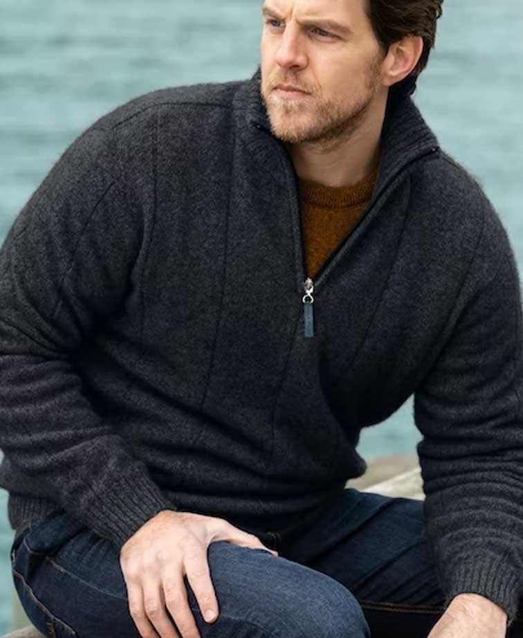 Noble Wilde Mens Javelin Zip Neck - Charcoal