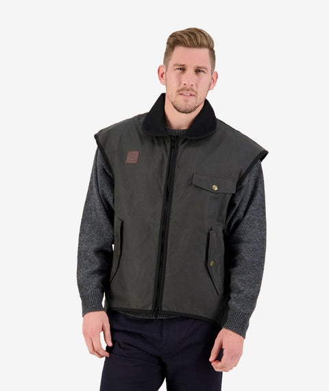 Swanndri Levels Oilskin Vest - Brown